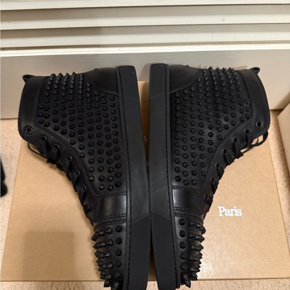 Christian Louboutin Black and Gold Spiked Sneakers - Picture 5 of 8